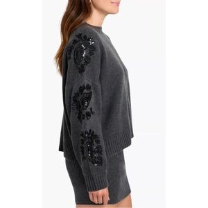 Splendid Sweater with Black Floral Accents